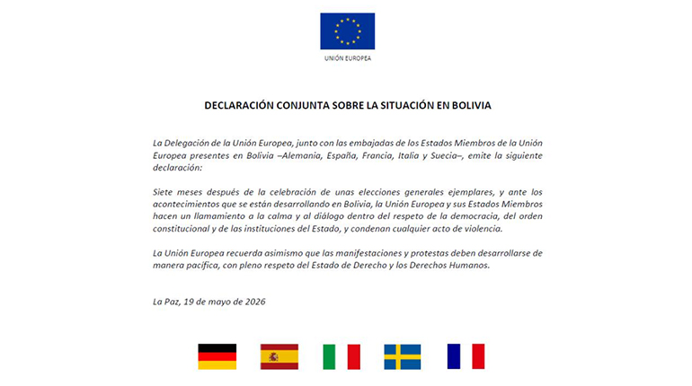 La UE llama “a la calma y al diálogo” en Bolivia
