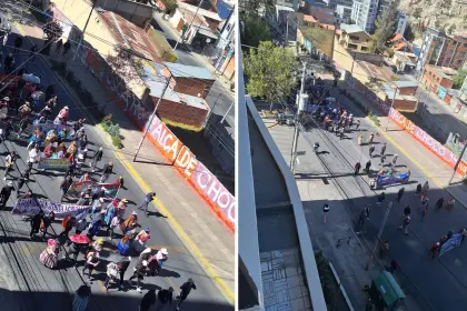 Juntas vecinales de Palca marchan en el centro de la ciudad de La Paz contra el Gobierno