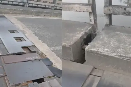 Denuncian daños en el puente Sacta, conductores muestran separaciones en la estructura